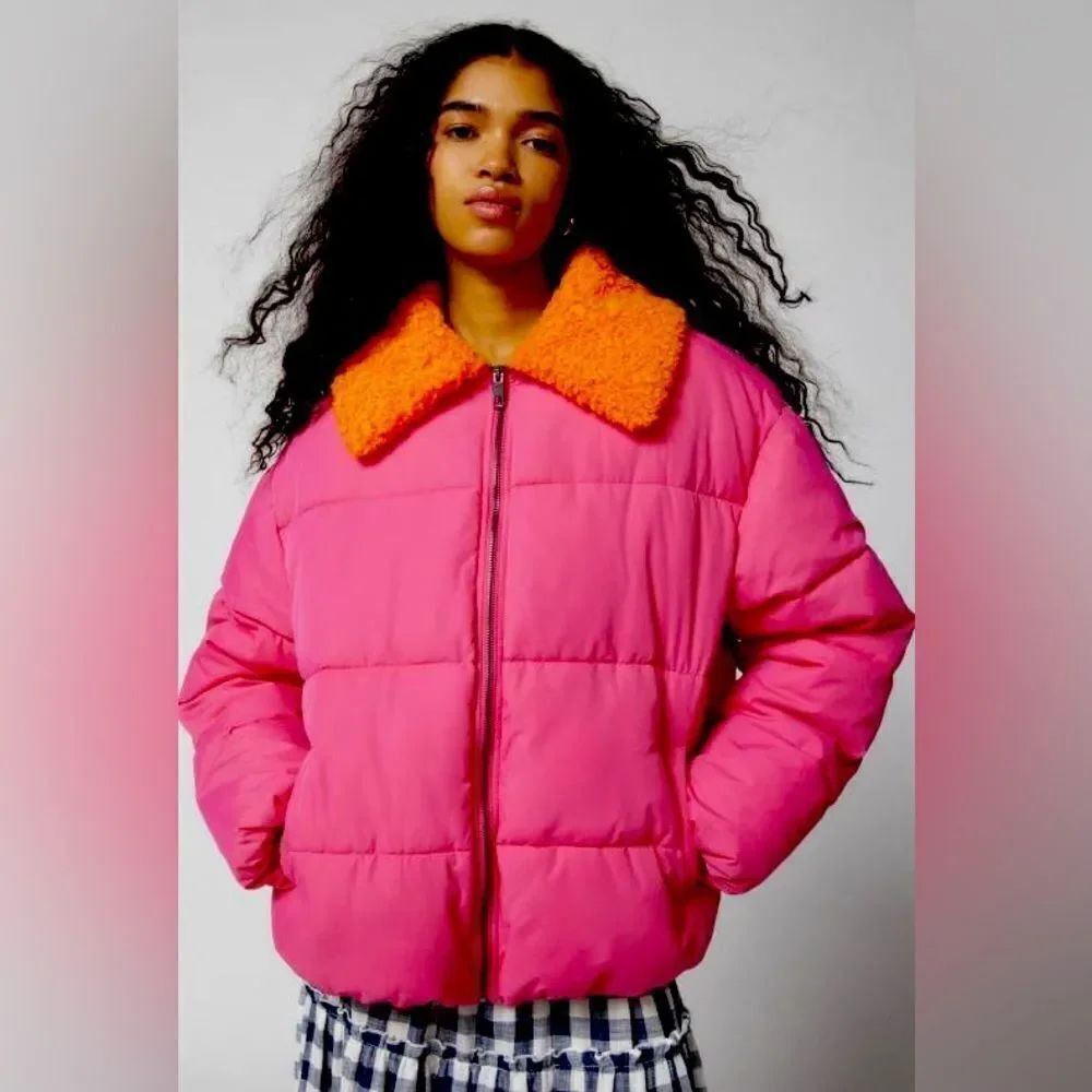 Urban Outfitters Duckie Faux Shearling Collar Puffer Jacket NWT